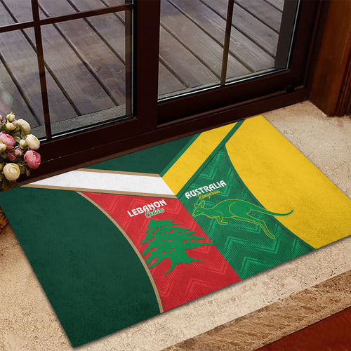 Rugby Australia and Lebanon Rubber Doormat Aussie Kangaroos Cedars Together