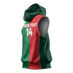 Custom Rugby Australia and Lebanon Sleeveless Hoodie Aussie Kangaroos Cedars Together