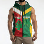 Custom Rugby Australia and Lebanon Sleeveless Zip Hoodie Aussie Kangaroos Cedars Together