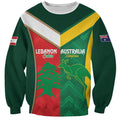 Custom Rugby Australia and Lebanon Sweatshirt Aussie Kangaroos Cedars Together