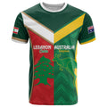Custom Rugby Australia and Lebanon T Shirt Aussie Kangaroos Cedars Together