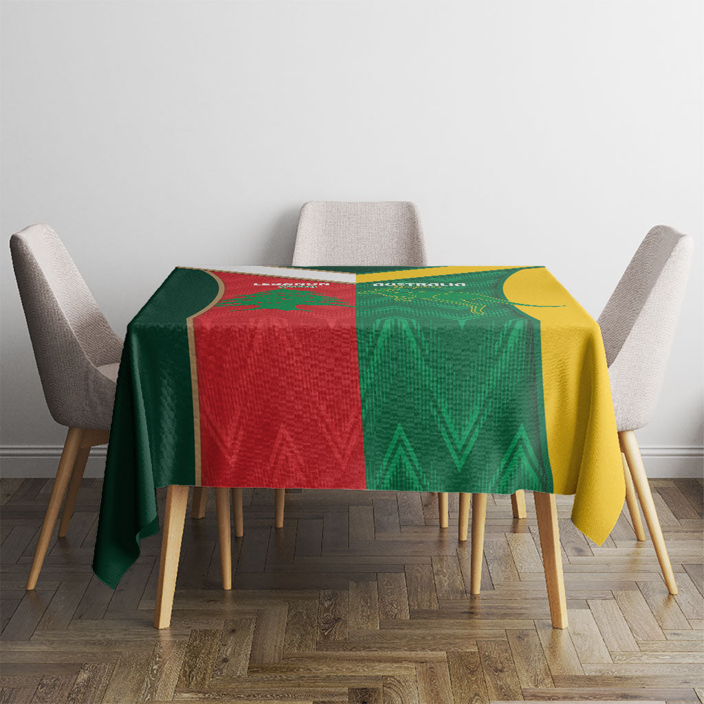 Rugby Australia and Lebanon Tablecloth Aussie Kangaroos Cedars Together