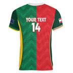 Custom Rugby Australia and Lebanon Women V-Neck T-Shirt Aussie Kangaroos Cedars Together
