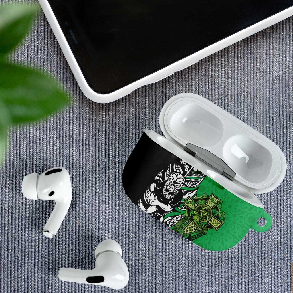 New Zealand and Ireland Rugby Custom AirPods Case Maori Tiki Fern Irish Celtic Cross - Aussie Hoodie