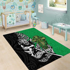 New Zealand and Ireland Rugby Custom Area Rug Maori Tiki Fern Irish Celtic Cross - Aussie Hoodie