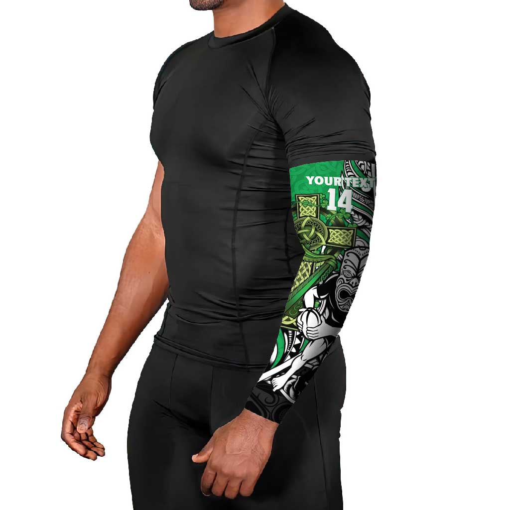 New Zealand and Ireland Rugby Custom Arm Sleeves Maori Tiki Fern Irish Celtic Cross - Aussie Hoodie