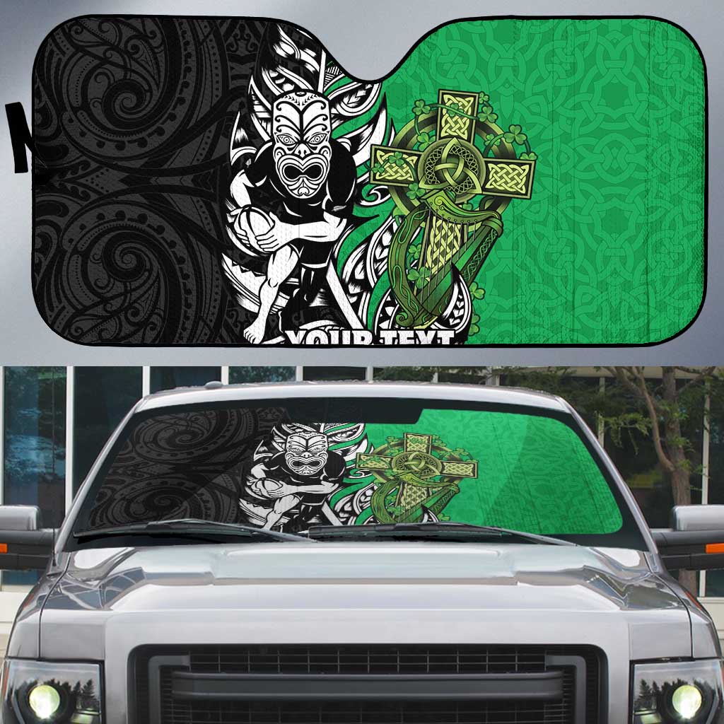 New Zealand and Ireland Rugby Custom Auto Sun Shade Maori Tiki Fern Irish Celtic Cross - Aussie Hoodie