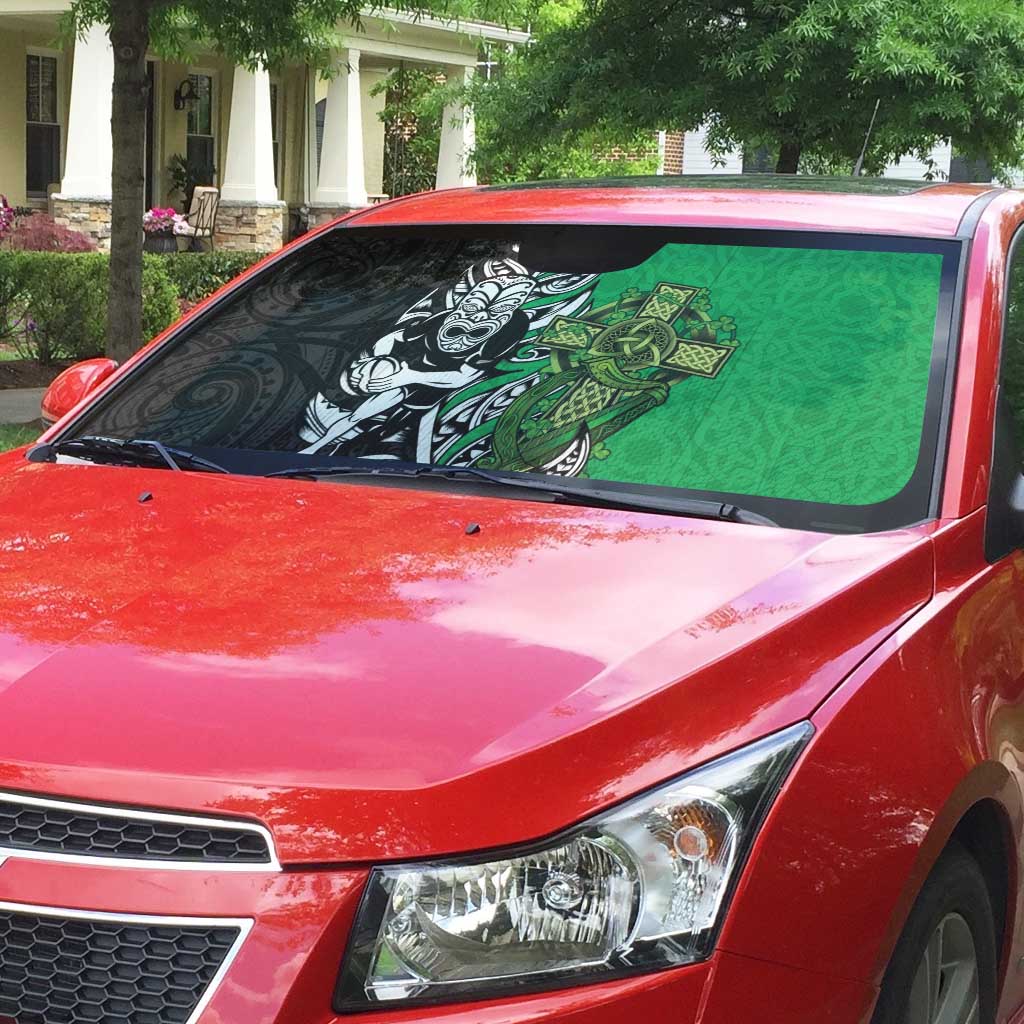 New Zealand and Ireland Rugby Custom Auto Sun Shade Maori Tiki Fern Irish Celtic Cross - Aussie Hoodie
