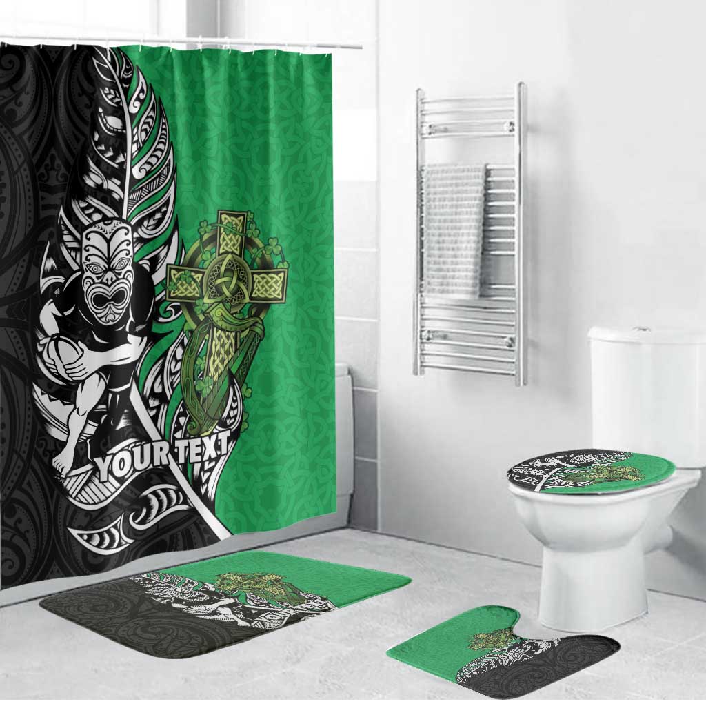 New Zealand and Ireland Rugby Custom Bathroom Set Maori Tiki Fern Irish Celtic Cross - Aussie Hoodie