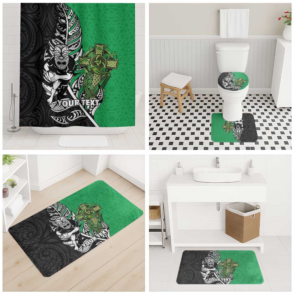 New Zealand and Ireland Rugby Custom Bathroom Set Maori Tiki Fern Irish Celtic Cross - Aussie Hoodie