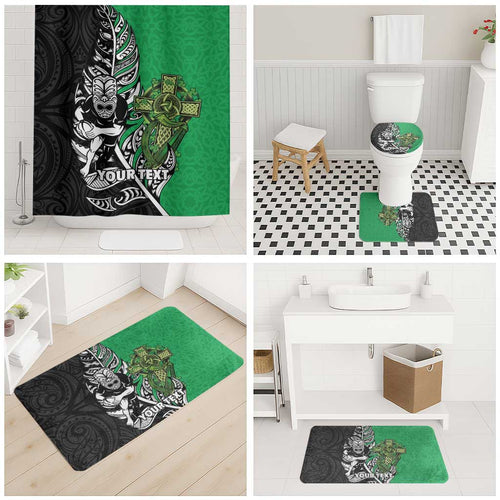 New Zealand and Ireland Rugby Custom Bathroom Set Maori Tiki Fern Irish Celtic Cross - Aussie Hoodie