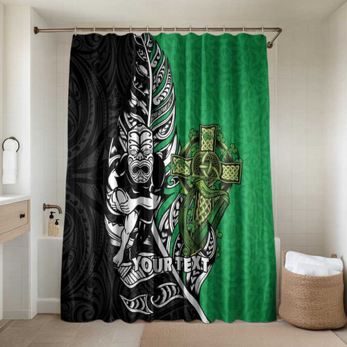 New Zealand and Ireland Rugby Custom Bathroom Set Maori Tiki Fern Irish Celtic Cross - Aussie Hoodie