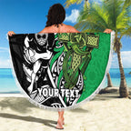 New Zealand and Ireland Rugby Custom Beach Blanket Maori Tiki Fern Irish Celtic Cross - Aussie Hoodie