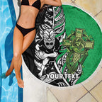 New Zealand and Ireland Rugby Custom Beach Blanket Maori Tiki Fern Irish Celtic Cross - Aussie Hoodie