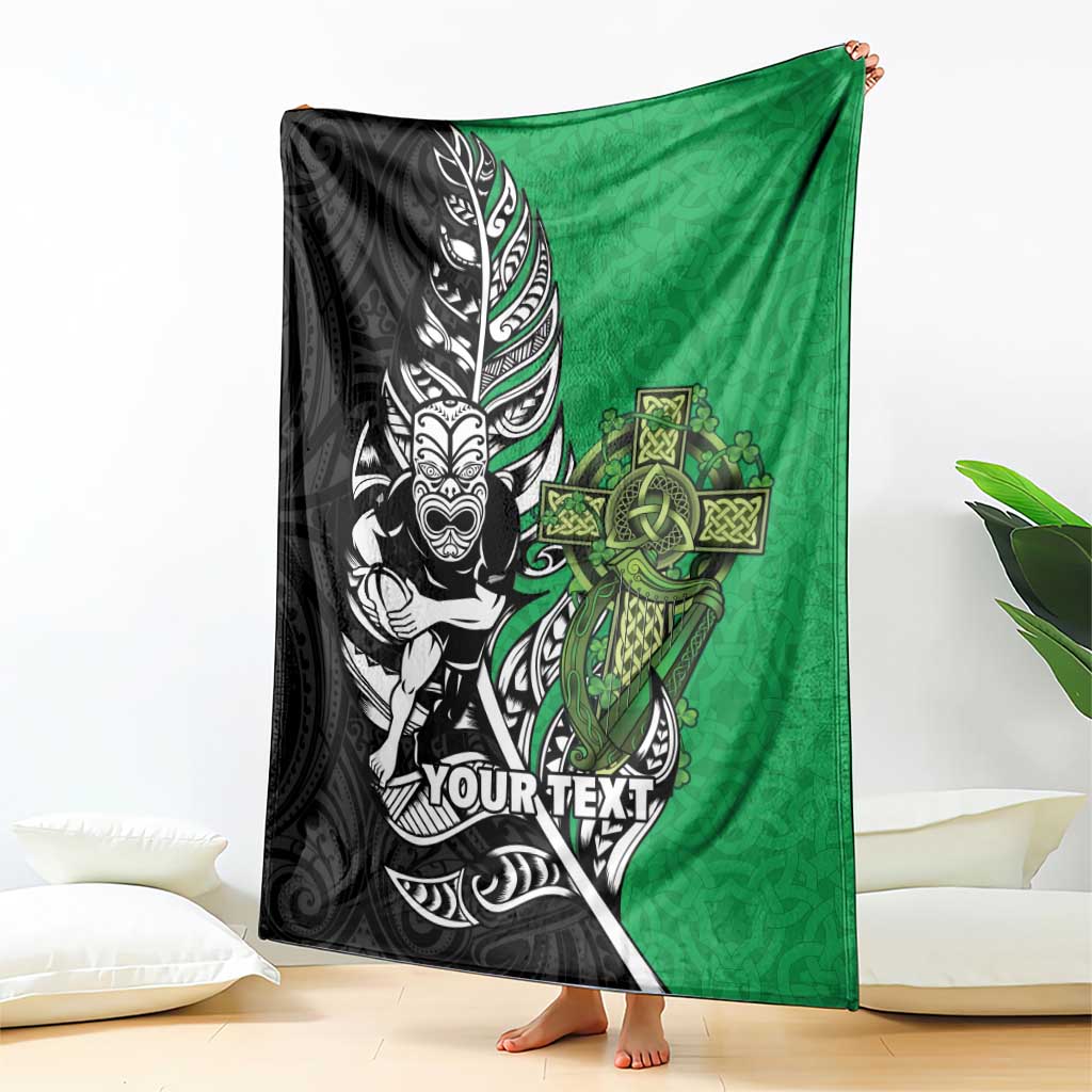 New Zealand and Ireland Rugby Custom Blanket Maori Tiki Fern Irish Celtic Cross - Aussie Hoodie