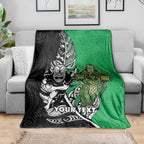 New Zealand and Ireland Rugby Custom Blanket Maori Tiki Fern Irish Celtic Cross - Aussie Hoodie