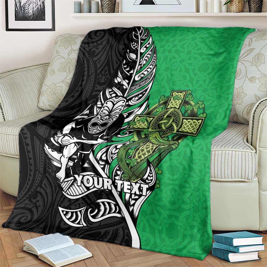 New Zealand and Ireland Rugby Custom Blanket Maori Tiki Fern Irish Celtic Cross - Aussie Hoodie
