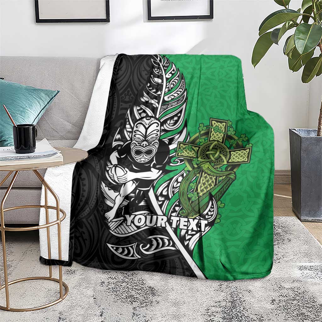 New Zealand and Ireland Rugby Custom Blanket Maori Tiki Fern Irish Celtic Cross - Aussie Hoodie