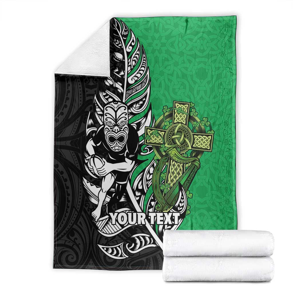 New Zealand and Ireland Rugby Custom Blanket Maori Tiki Fern Irish Celtic Cross - Aussie Hoodie