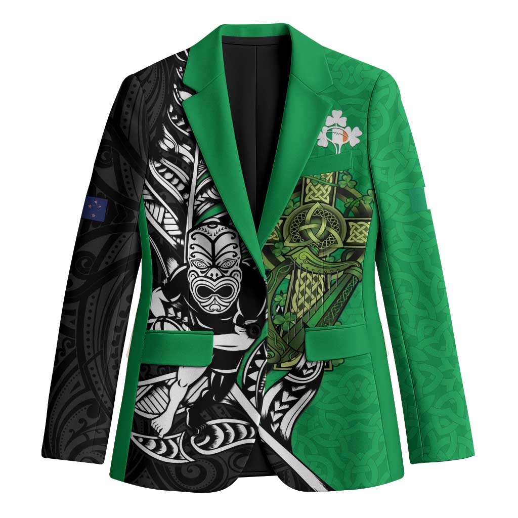 New Zealand and Ireland Rugby Custom Blazer Maori Tiki Fern Irish Celtic Cross - Aussie Hoodie
