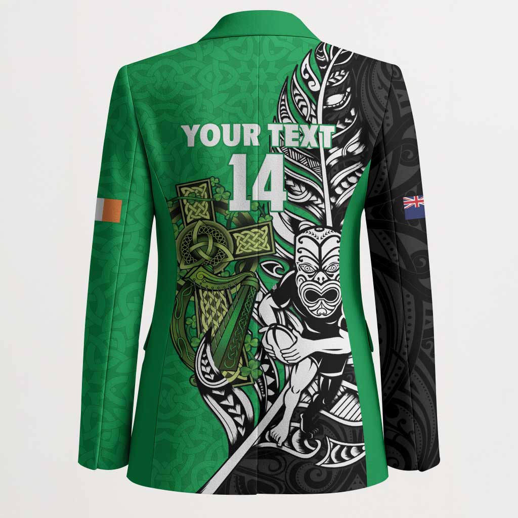 New Zealand and Ireland Rugby Custom Blazer Maori Tiki Fern Irish Celtic Cross - Aussie Hoodie