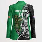 New Zealand and Ireland Rugby Custom Blazer Maori Tiki Fern Irish Celtic Cross - Aussie Hoodie