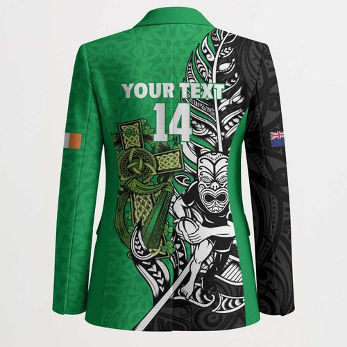 New Zealand and Ireland Rugby Custom Blazer Maori Tiki Fern Irish Celtic Cross - Aussie Hoodie