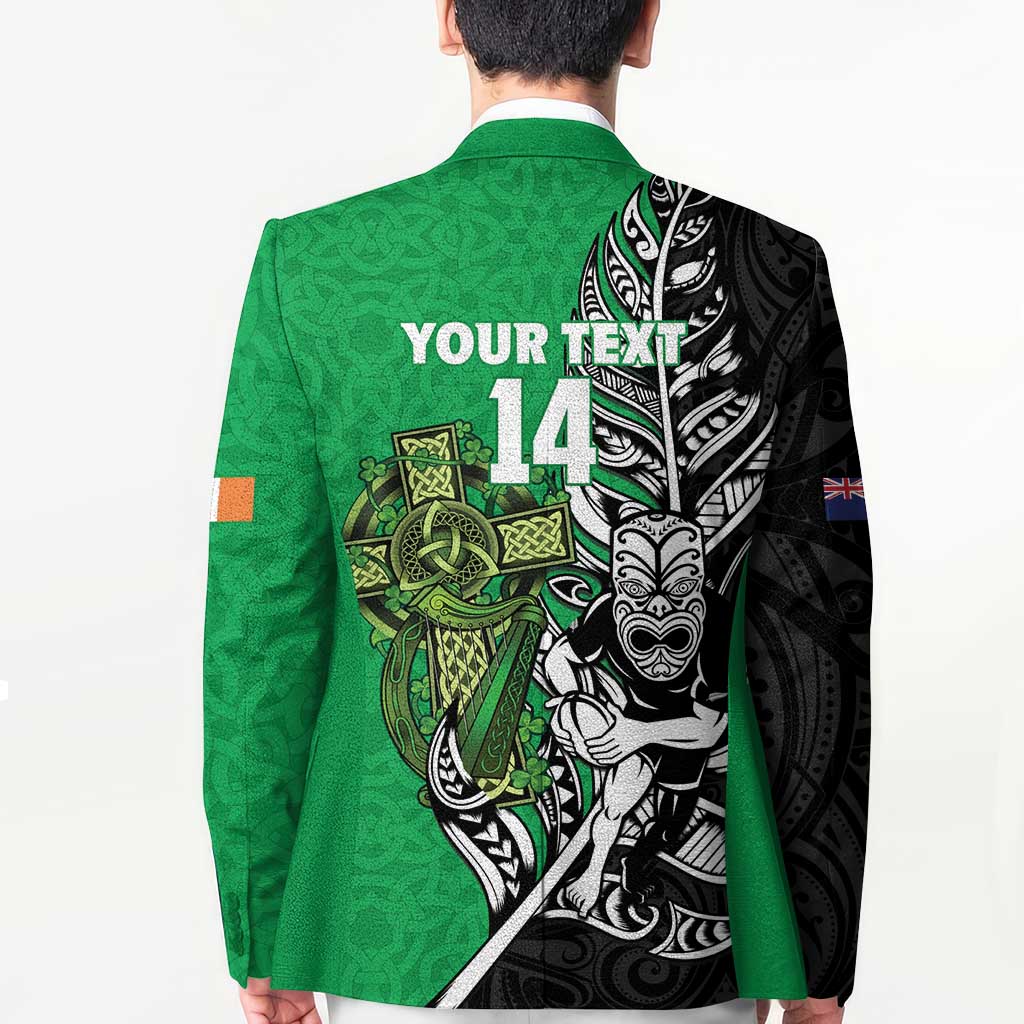 New Zealand and Ireland Rugby Custom Blazer Maori Tiki Fern Irish Celtic Cross - Aussie Hoodie