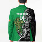 New Zealand and Ireland Rugby Custom Blazer Maori Tiki Fern Irish Celtic Cross - Aussie Hoodie