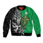 New Zealand and Ireland Rugby Custom Bomber Jacket Maori Tiki Fern Irish Celtic Cross - Aussie Hoodie