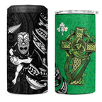 New Zealand and Ireland Rugby 4 in 1 Can Cooler Tumbler Maori Tiki Fern Irish Celtic Cross - Aussie Hoodie