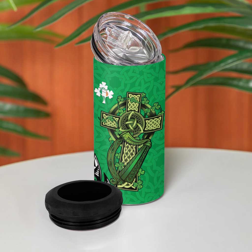 New Zealand and Ireland Rugby 4 in 1 Can Cooler Tumbler Maori Tiki Fern Irish Celtic Cross - Aussie Hoodie