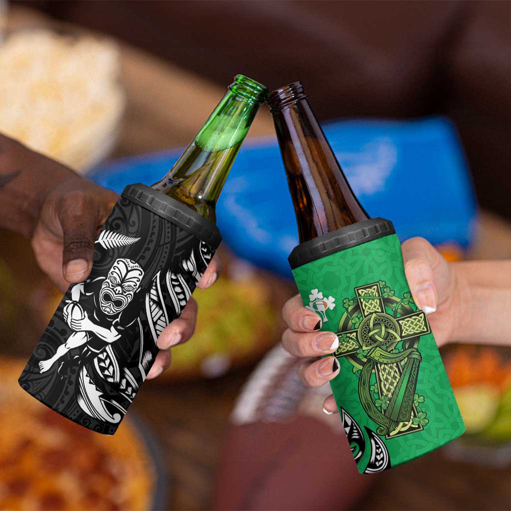 New Zealand and Ireland Rugby 4 in 1 Can Cooler Tumbler Maori Tiki Fern Irish Celtic Cross - Aussie Hoodie