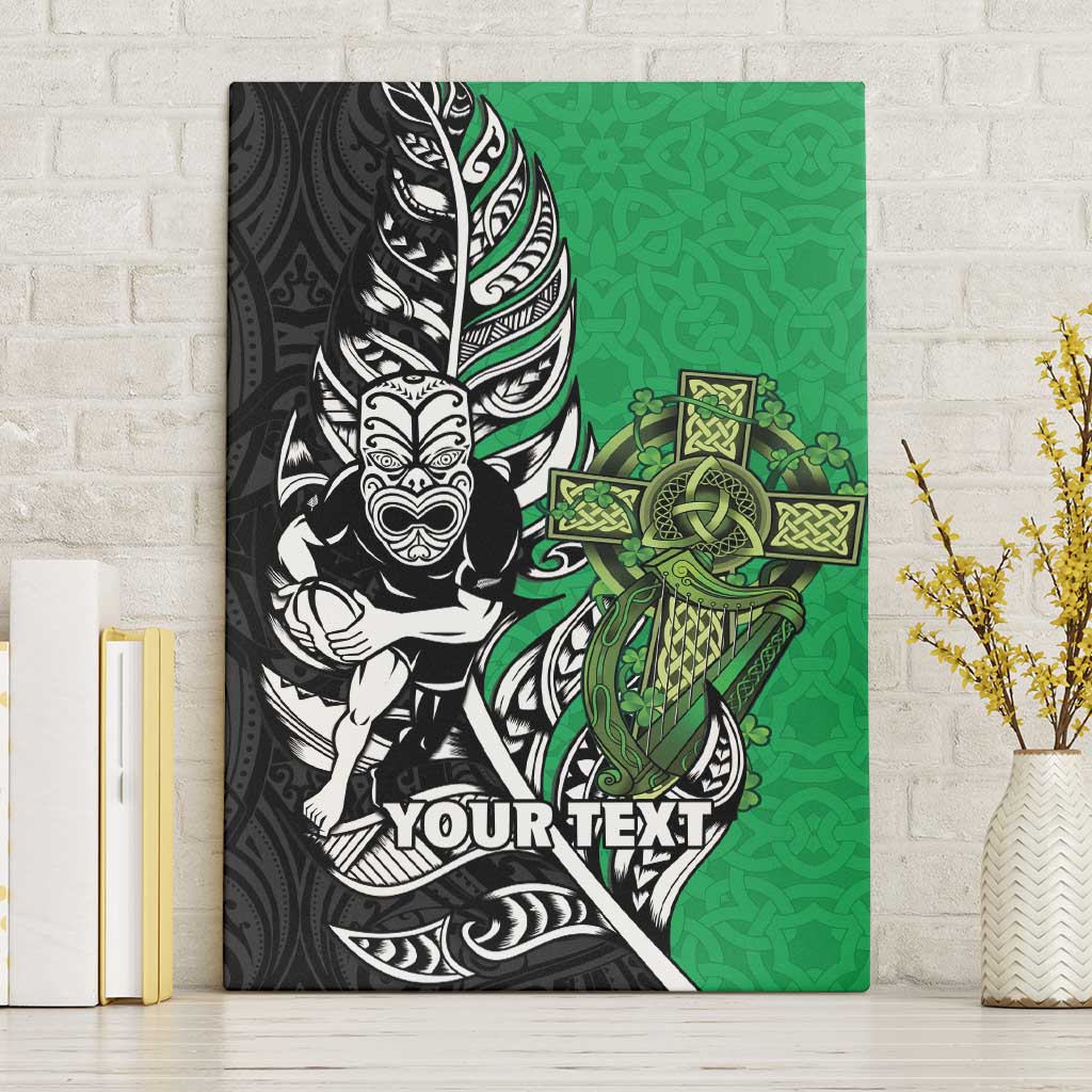 New Zealand and Ireland Rugby Custom Canvas Wall Art Maori Tiki Fern Irish Celtic Cross - Aussie Hoodie