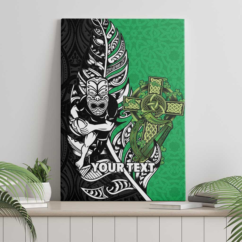 New Zealand and Ireland Rugby Custom Canvas Wall Art Maori Tiki Fern Irish Celtic Cross - Aussie Hoodie
