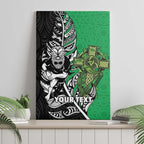 New Zealand and Ireland Rugby Custom Canvas Wall Art Maori Tiki Fern Irish Celtic Cross - Aussie Hoodie