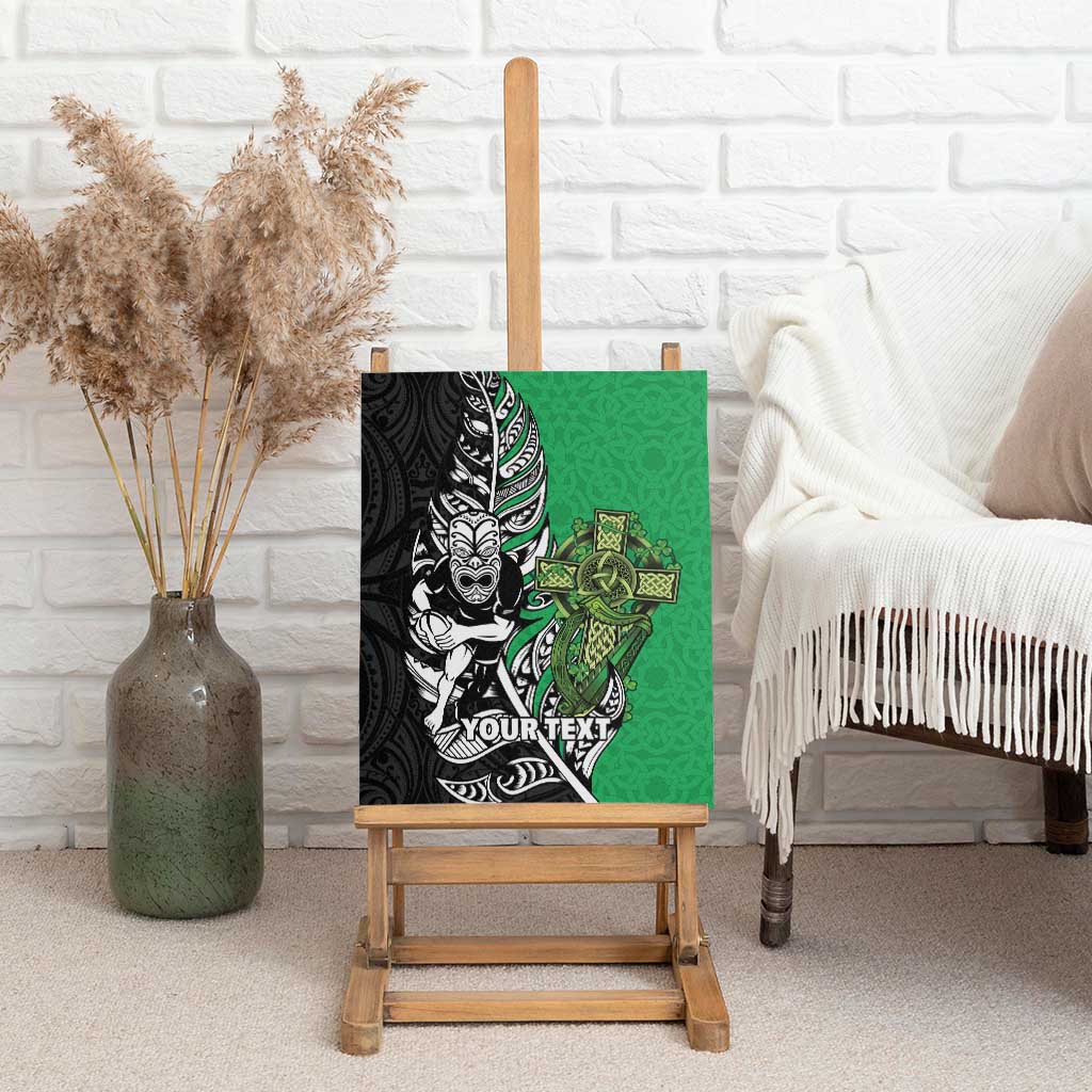 New Zealand and Ireland Rugby Custom Canvas Wall Art Maori Tiki Fern Irish Celtic Cross - Aussie Hoodie