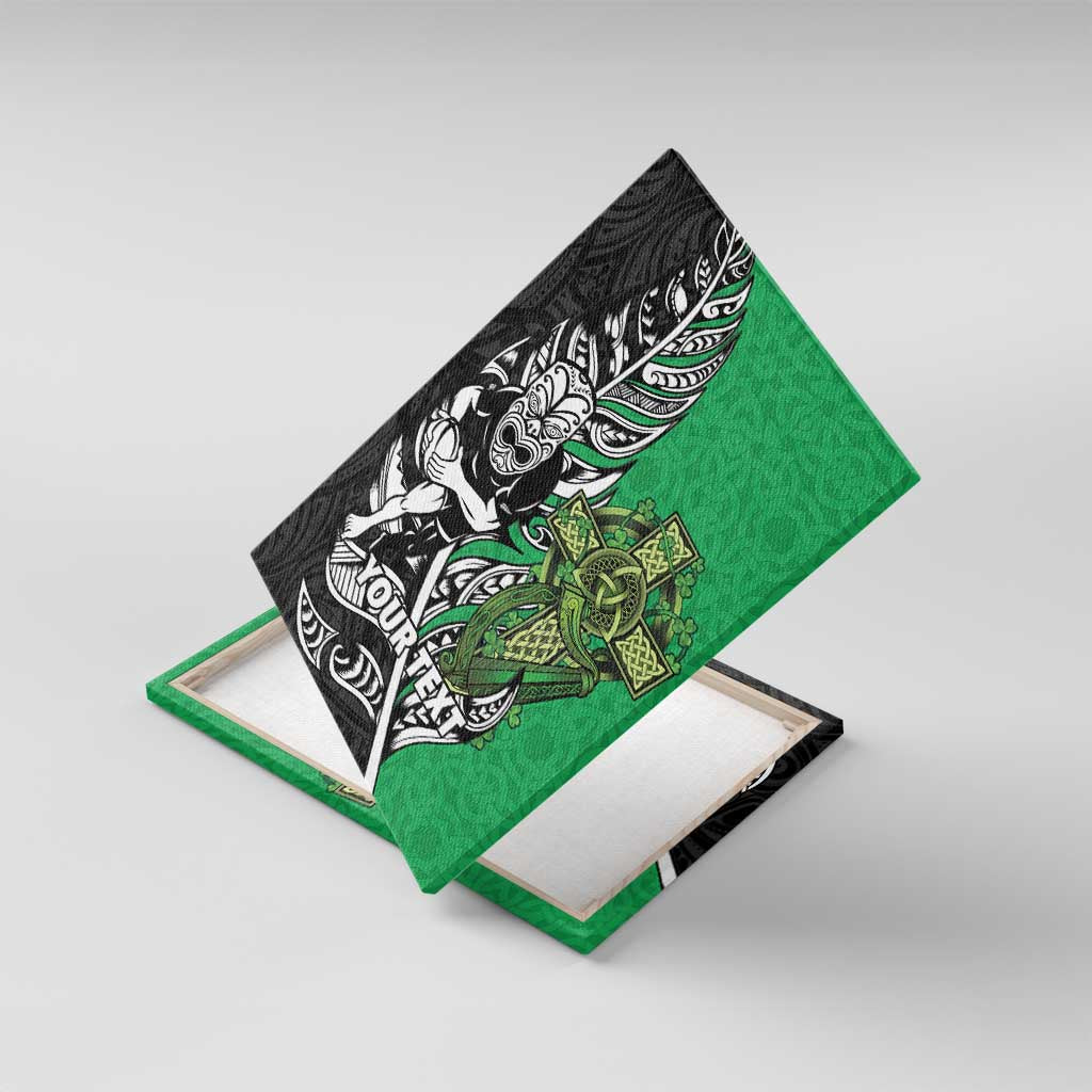 New Zealand and Ireland Rugby Custom Canvas Wall Art Maori Tiki Fern Irish Celtic Cross - Aussie Hoodie
