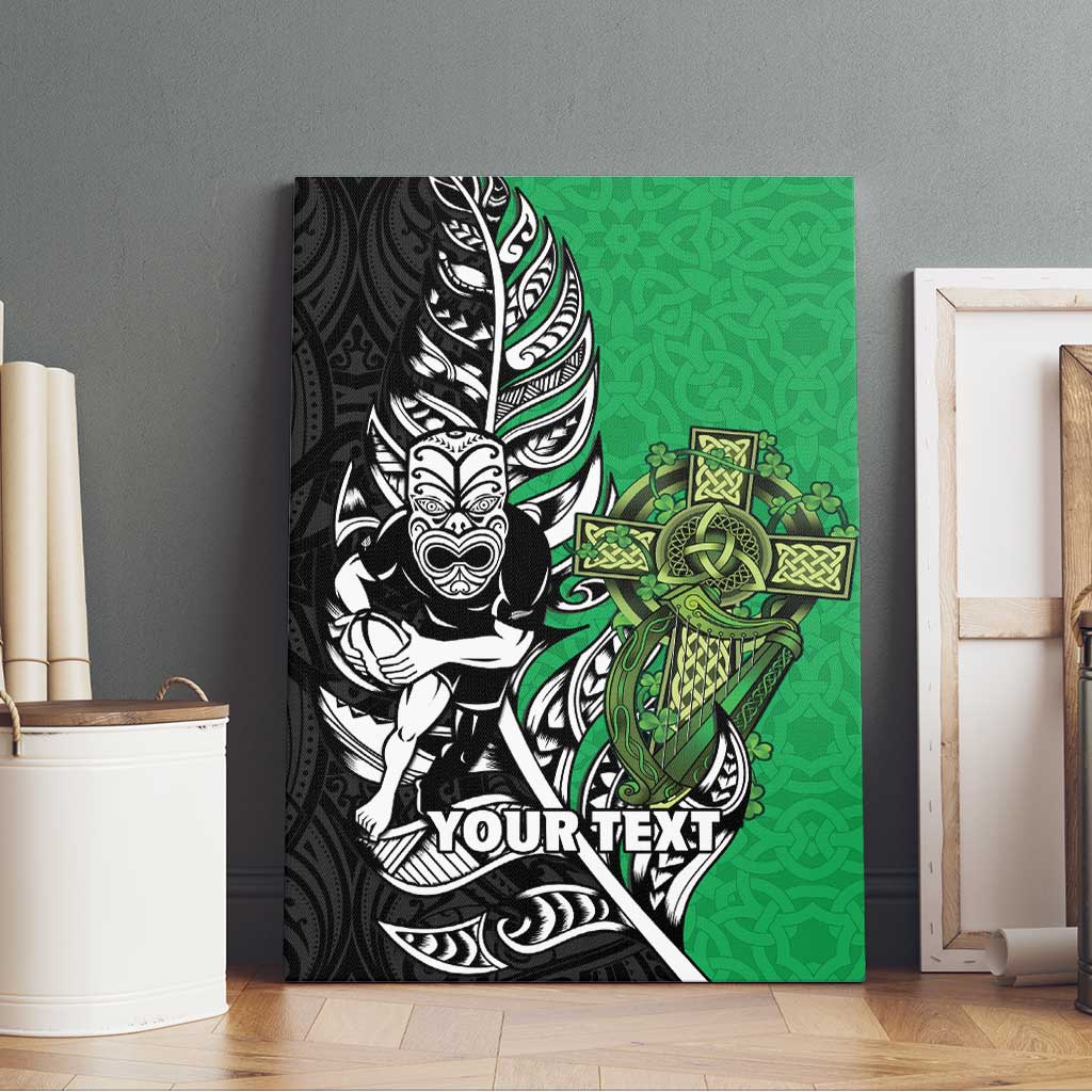 New Zealand and Ireland Rugby Custom Canvas Wall Art Maori Tiki Fern Irish Celtic Cross - Aussie Hoodie