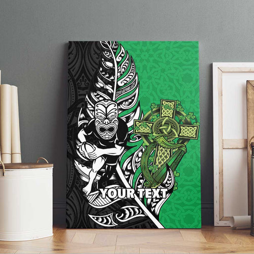 New Zealand and Ireland Rugby Custom Canvas Wall Art Maori Tiki Fern Irish Celtic Cross - Aussie Hoodie