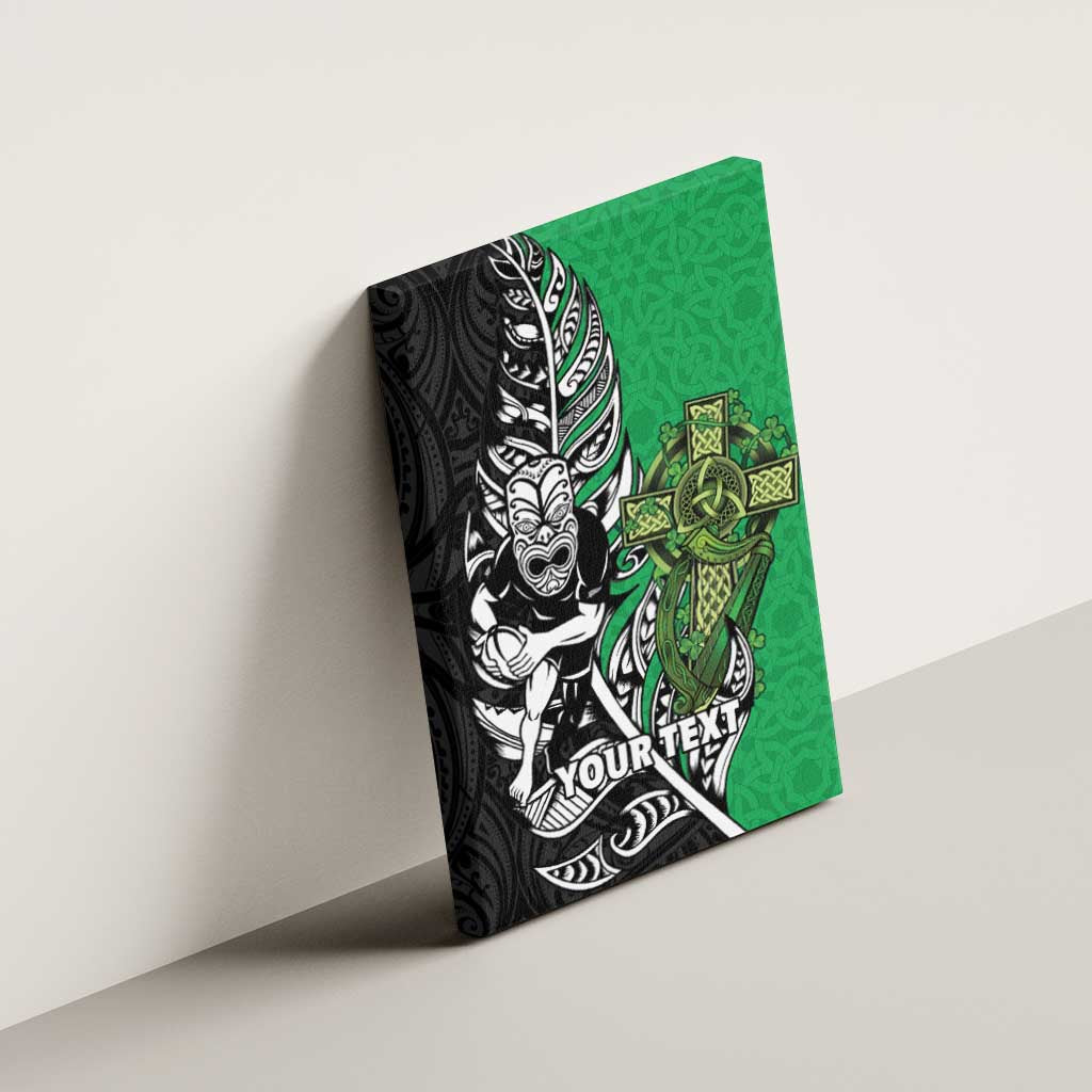 New Zealand and Ireland Rugby Custom Canvas Wall Art Maori Tiki Fern Irish Celtic Cross - Aussie Hoodie