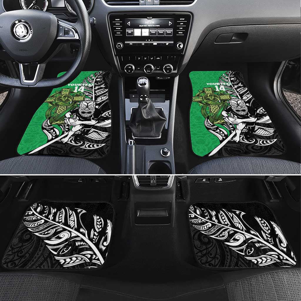 New Zealand and Ireland Rugby Custom Car Mats Maori Tiki Fern Irish Celtic Cross - Aussie Hoodie