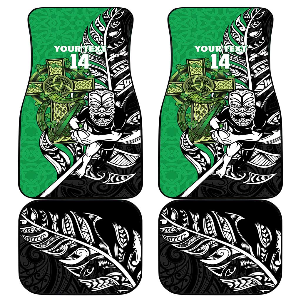 New Zealand and Ireland Rugby Custom Car Mats Maori Tiki Fern Irish Celtic Cross - Aussie Hoodie