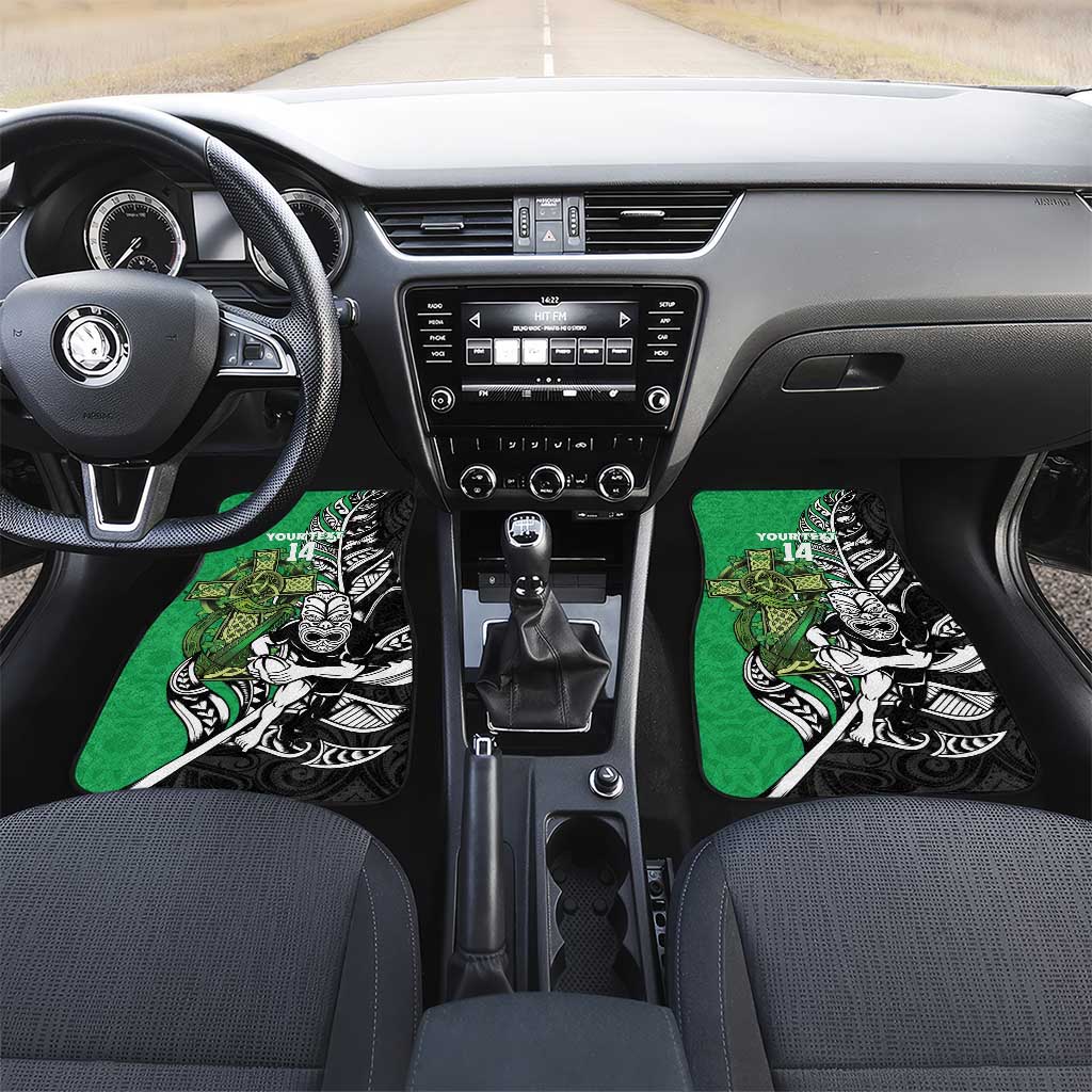 New Zealand and Ireland Rugby Custom Car Mats Maori Tiki Fern Irish Celtic Cross - Aussie Hoodie