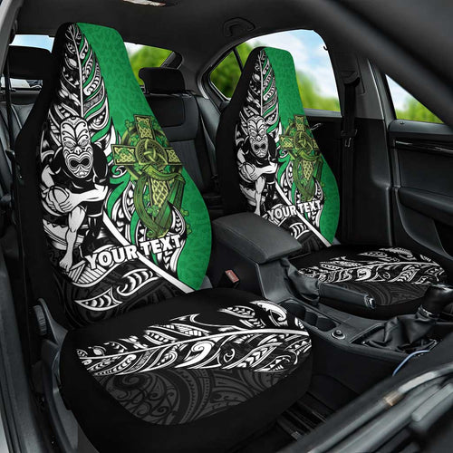 New Zealand and Ireland Rugby Custom Car Seat Cover Maori Tiki Fern Irish Celtic Cross - Aussie Hoodie