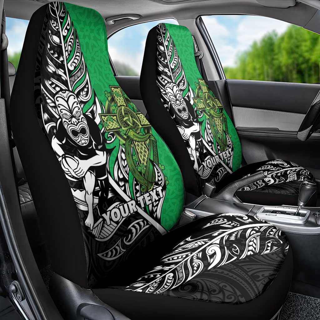 New Zealand and Ireland Rugby Custom Car Seat Cover Maori Tiki Fern Irish Celtic Cross - Aussie Hoodie
