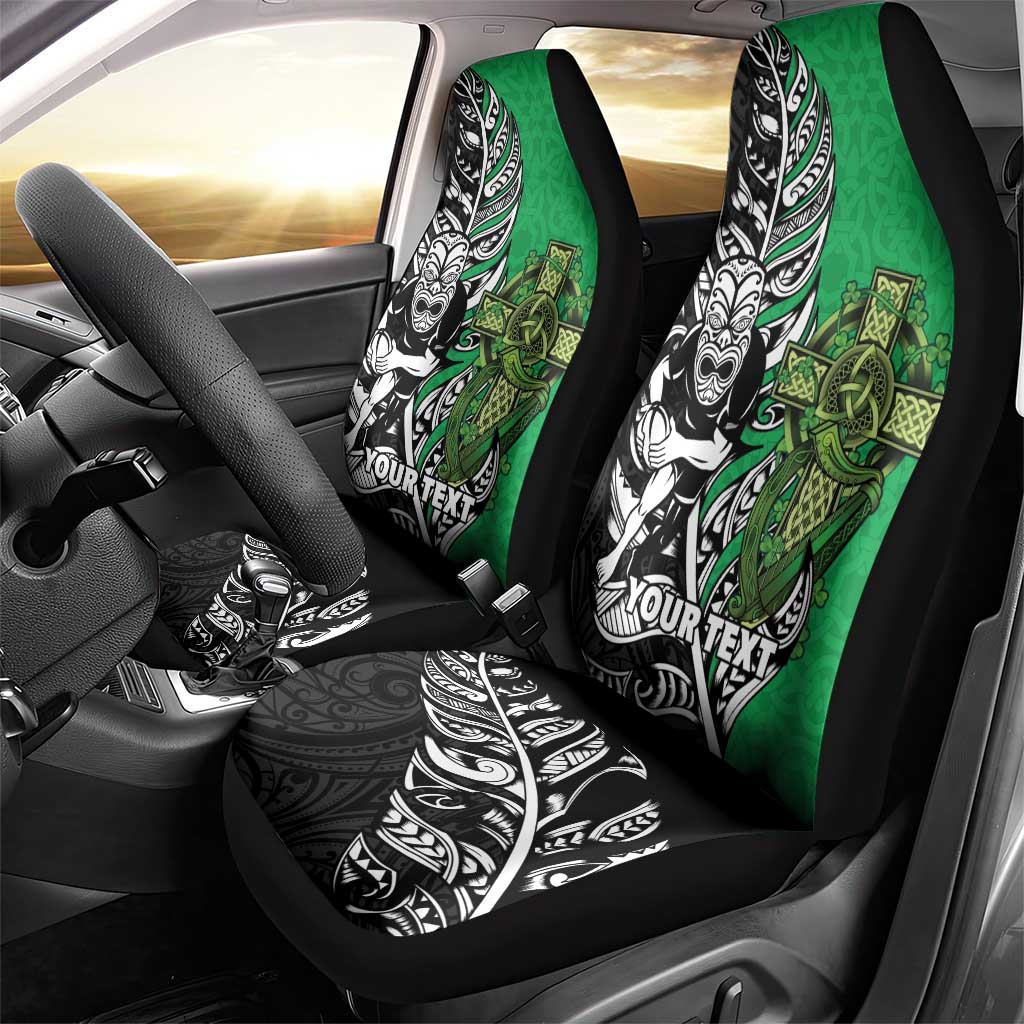 New Zealand and Ireland Rugby Custom Car Seat Cover Maori Tiki Fern Irish Celtic Cross - Aussie Hoodie