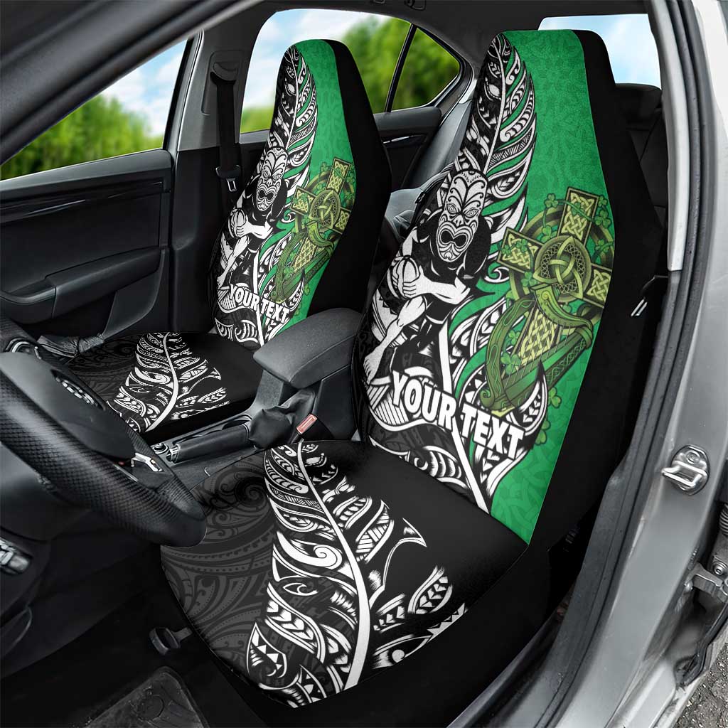 New Zealand and Ireland Rugby Custom Car Seat Cover Maori Tiki Fern Irish Celtic Cross - Aussie Hoodie