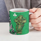 New Zealand and Ireland Rugby Ceramic Mug Maori Tiki Fern Irish Celtic Cross - Aussie Hoodie