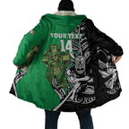 New Zealand and Ireland Rugby Custom Cloak Maori Tiki Fern Irish Celtic Cross - Aussie Hoodie